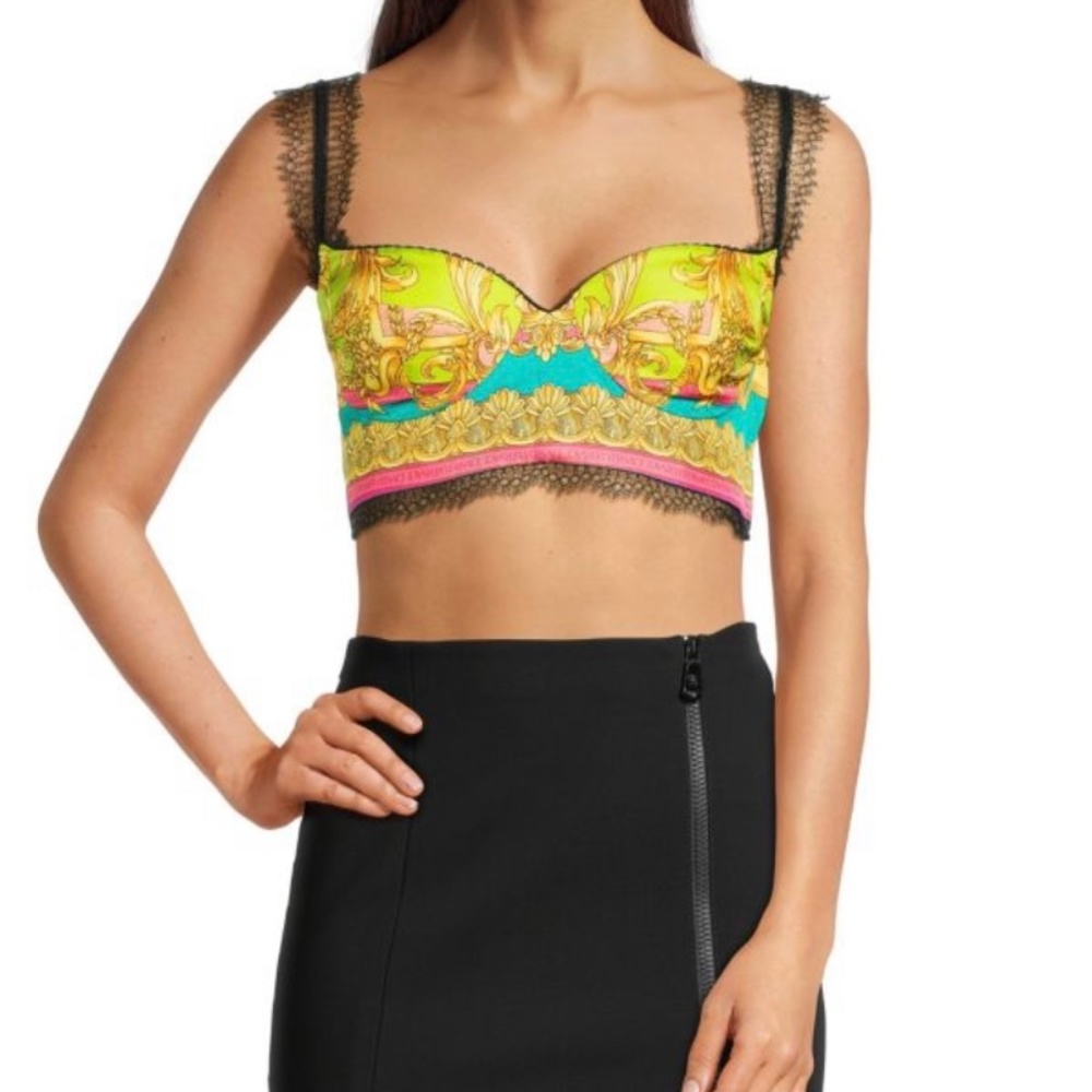 Versace Silk Bralette Top SZ 48